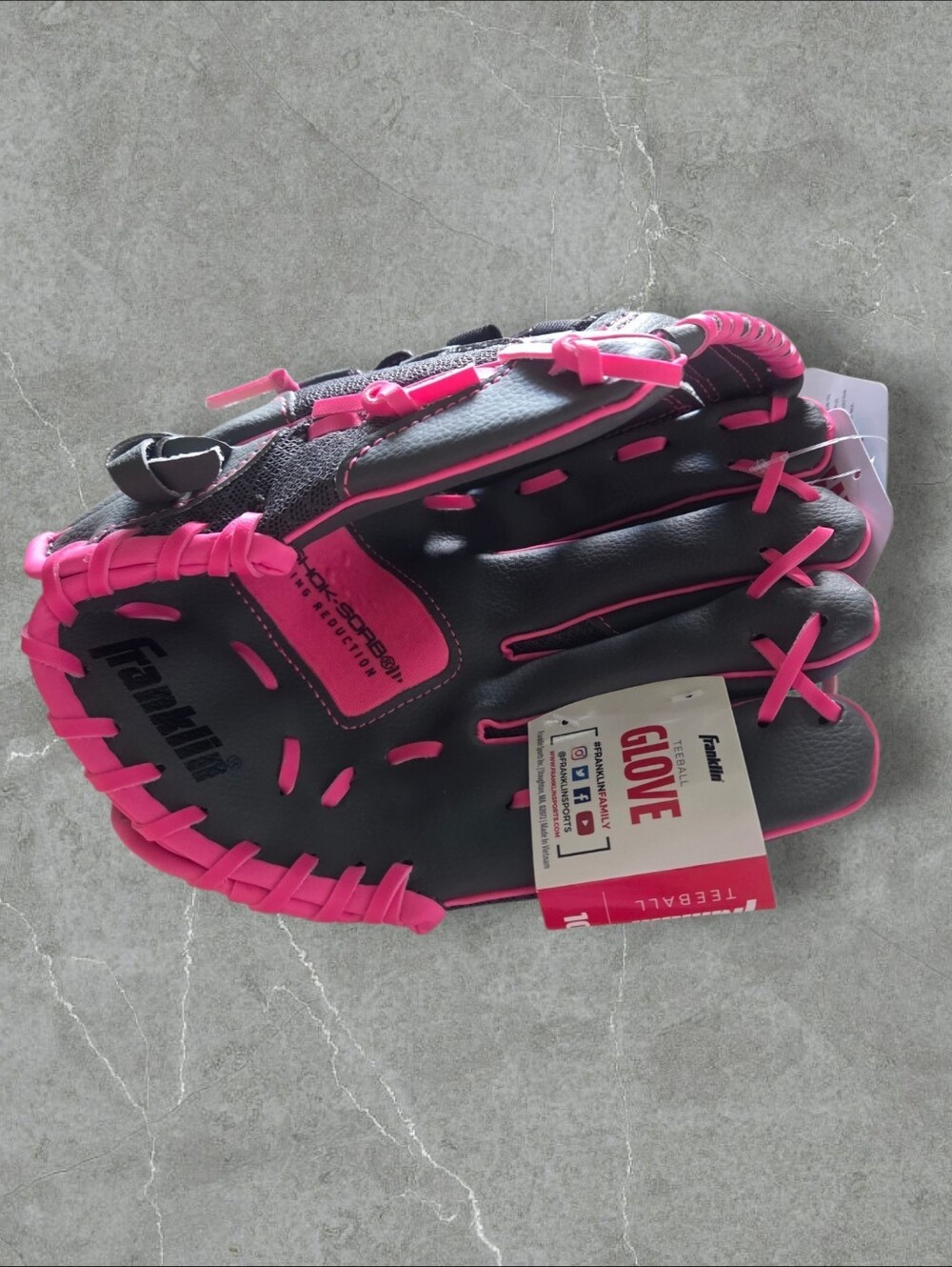 Kids Black & Pink Tee Ball Glove Right Hand Throw- 10.5"
